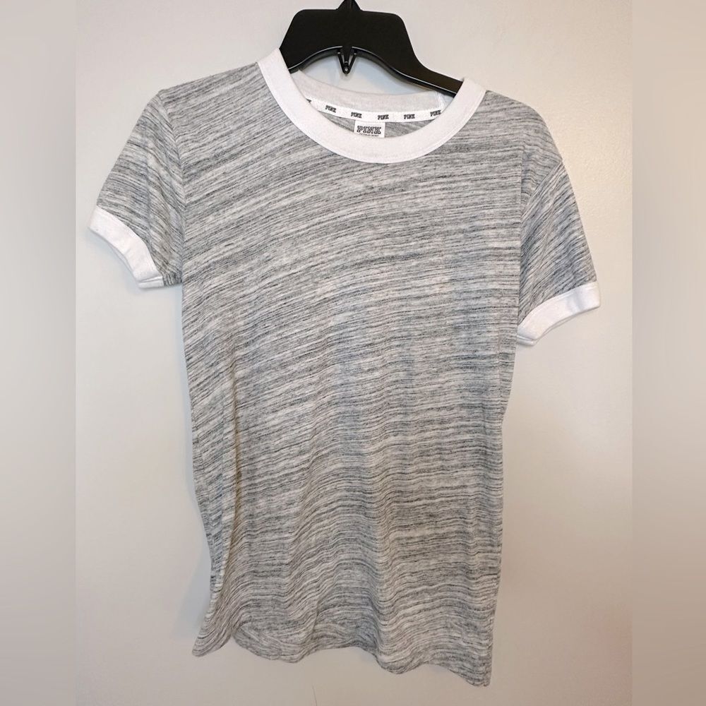 PINK by Victoria Secret Heather Gray Ringer Tee Size XS